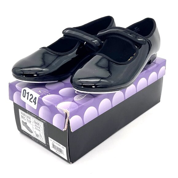 Dance Class Mary Jane Beginner Tap Shoes Childs Size 2.5 Black Patent Size New - Picture 1 of 13